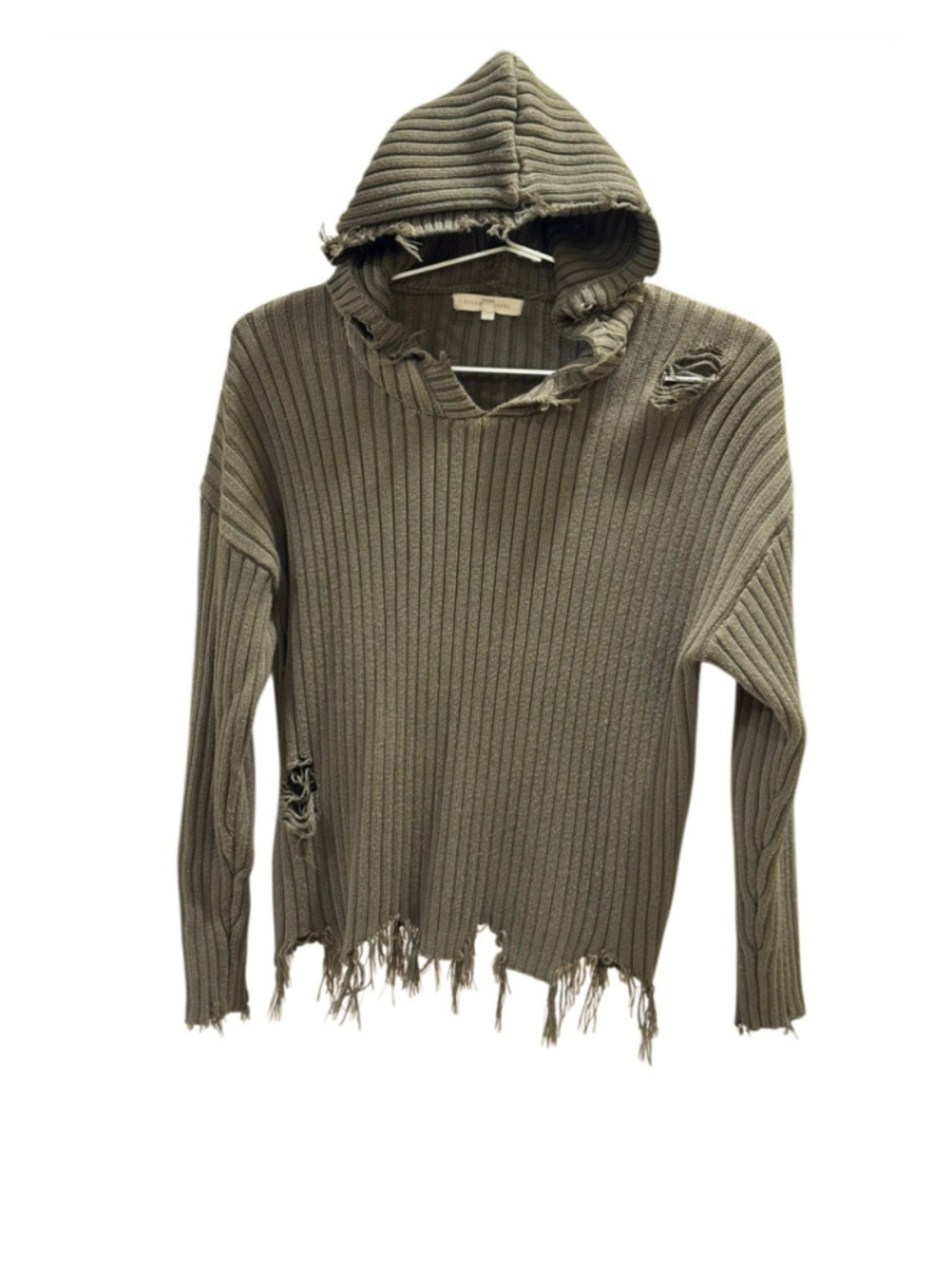 Buckle Gilded Intent Green Distressed Sweater